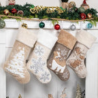 LUBOT 4 Pack Christmas Stockings Soft Large Family Xmas Stocking Set of 4 Embroidered 20" Modern Rustic Farmhouse Country Fireplace Hanging Christmas Decorations - Image 2