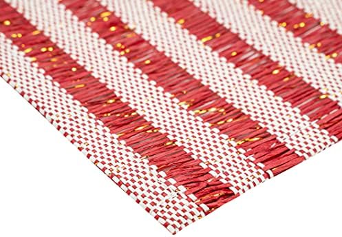 Restaurantware 16 x 12 Inch Dining Table Placemats Set Of 6 Rectangle Kitchen Table Mats - Striped Easy To Clean Red Plastic Striped Placemats Wipeable Durable - Image 6
