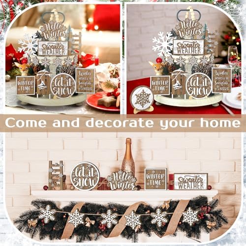 14 Pcs Halloween Tiered Tray Decor Set, Gnome Wood Table Signs (Vintage) - Image 5