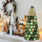 16" Tabletop Christmas Tree Small Green Gold Christmas Tree Decorations with 94 Shatterproof Ornaments Balls Christmas Centerpiece Mini Cone Xmas Tree for Holiday Party Wedding Table Desk Mantel Decor - Image 5