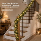 Garland with Lights, Garland for Mantle, Lighted Eucalyptus Garland - Image 5