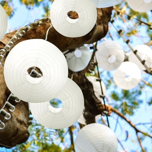 Treela 30pack White Chinese Paper Lanterns for Wedding Party Decor, 12" - Image 3