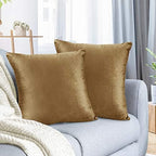 Nestl Throw Pillow Covers, Cozy Velvet Decorative Autumn Pillow Covers 22 x 22 Inches, Soft Solid Couch Pillow Covers for Sofa, Bed and Car, Set of 2 - Mocha Light Brown by Nestl