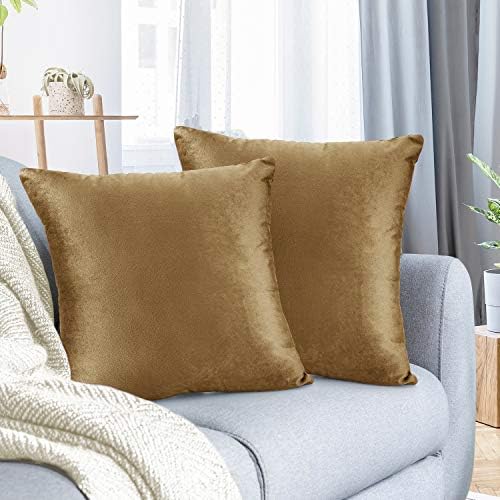 Nestl Throw Euro Pillow Covers, Cozy Velvet Decorative Pillow Covers 26 x 26 Inches, Soft Solid Couch Pillow Case for Sofa, Bed and Car, Set of 2 - Mocha Light Brown by Nestl