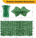Artificial Ivy Privacy Fence Wall Screen, 59 x 118 in Garden Fake Hanging Plants Vines, Aesthetic Faux Greenery Garland Leaves with Strengthened Joint Prevent Leaves Falling Off for Outdoor Decor - Image 2