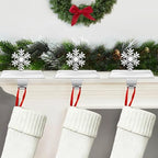 Set of 4 Metal Christmas Stocking Holders for Mantle,Heavy Duty Weighted Stocking Holders for Mantle,Silver 3D Snowflake Stocking Holder for Tables Window Fireplace Christmas Decorations - Image 7