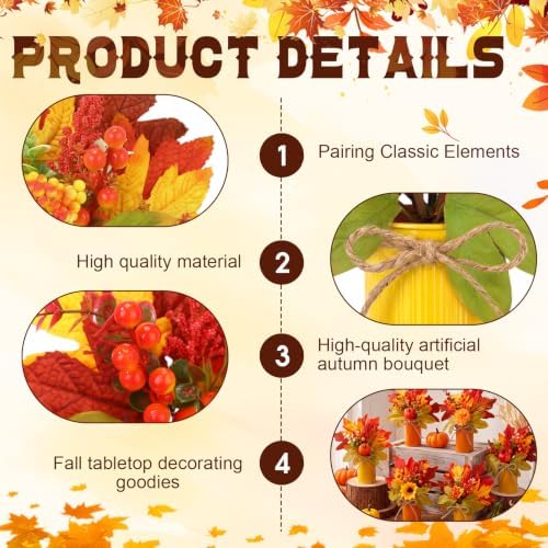 Suncalla 6 Pack Fall Table Centerpieces Decor in Metal Pots, Yellow - Image 3