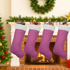 Christmas Stockings for Family Holiday Decorations and Xmas Tree Fireplace (6, Pink-Grain-Large) - Image 2