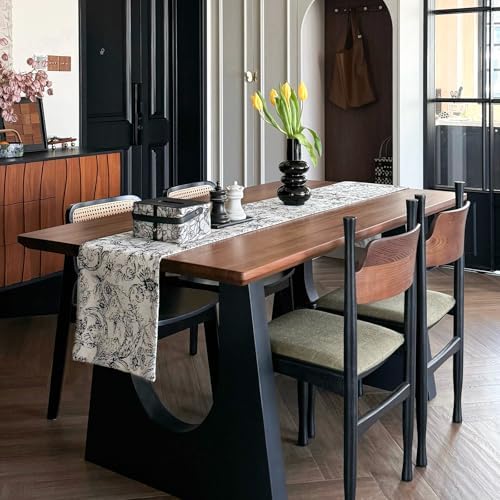 Thick Jacquard Black and White Table Runner, 12x144 Inch - Image 2