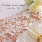 Snowkingdom 2 Pieces Rose Gold Table Runner 11"x108" Glitter Sequin Metallic Pink Thin Mesh Runner Sparkly Table Decorations for Wedding, Bridal Shower, Baby Shower Birthday Party - Image 3