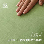 Foindtower Decorative Linen Fringe Throw Pillow Covers 22×22 Lime Green - Image 2