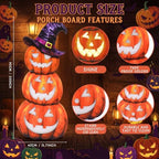 Vercraft 35" Halloween Stacked Pumpkin Door Sign with Witch Hat LED Light - Image 3