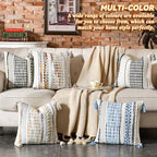 AmHoo Set of 2 Chenille Striped Textured Boho Throw Pillow Covers Aesthetic with Tassels Woven Decorative Pillow Case for Couch Bed Sofa Bedroom Modern Funky 18 x 18-Inch Brown - Image 6