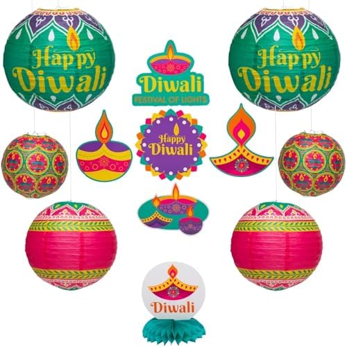 Fun Express 8" - 16" Diwali Festival of Lights Party Decorating Kit - 13 Pieces by FunExpress