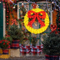 36 Inch Pre-lit Outdoor Christmas Wreath with Bow, Red Bow - Gold Wreath by MULTI-SPARKING