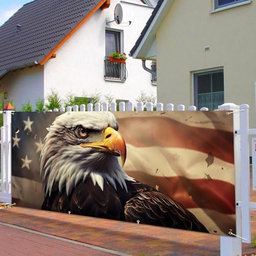 13x6 ft American Bald Eagle Flag Garage Door Banner - Patriotic Eagle with Stars and Stripes Backdrop, Hanging Garage Decor - for 4th of July Independence Day Decor, USA Pride Outdoor Wall Art - Image 5