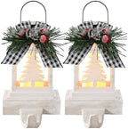 Therwen 2 Pcs Christmas Stocking Holders Lantern, LED, Xmas Tree, White by Therwen