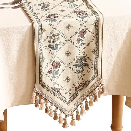 Patdrea Designer French Elegant Linen Table Runner,12"X87"-Audrey A by patdrea