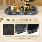 CedarLux Decorative Coffee Table Serving Tray, Long Octagonal Black Wood Tray with Wooden Bead, Farmhouse Big for Ottoman Table, Countertop, Home Decor, 16.5"x13"x1.6" (Retro Black) - Image 6