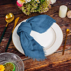 Pesonlook 60 Pcs Cyan Handmade Cotton Cloth Napkins with Fringe, 16x16 Inch - Image 7