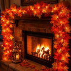 Fall Decorations for Home 9FT Plug in Fall Garland with Lights Halloween Decorations 50 Orange Bulbs, Connectable Fall Lights for Indoor Outdoor Halloween Harvest Thanksgivings Decorations(3 Packs) - Image 6