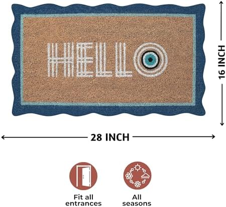 Folkulture Hello Door Mat Outdoor, Front Doormat Outside Entrance - 16"x28" - Image 3