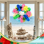 Cinnvoice Beach Slippers Wreath Artificial Front Door Wreath - Image 4