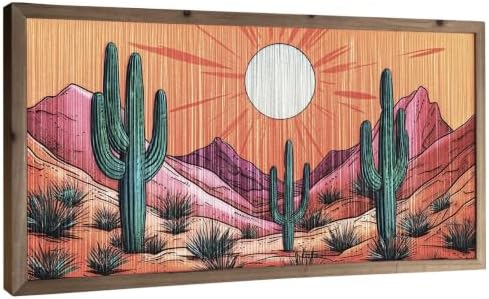 flangairy 24x12 Inch Cactus Macrame Wall Art, Southwestern Desert Decor by flangairy