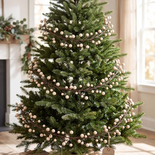 Thiccywoov 12 ft Christmas Wooden Beads Garland, Vintage Xmas Wood Tone - Image 5