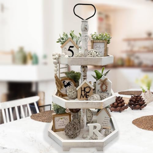 3 Tiered Wood Farmhouse Tray Stand Serving Tray for Cupcake & Home Display by MRPAPAMakeLifemoreEasy