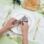 Peacoblue 60Pcs Gold Leaf Rings Holders Modern Stainless Steel Napkin Ring Holders for Table Decor Settings, Vintage Napkin Ring for Wedding Christmas Thanksgiving Day Party - Image 3