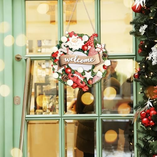 Interchangeable Welcome Sign Wood Wreath, 13 Inserts Front Door - Image 5