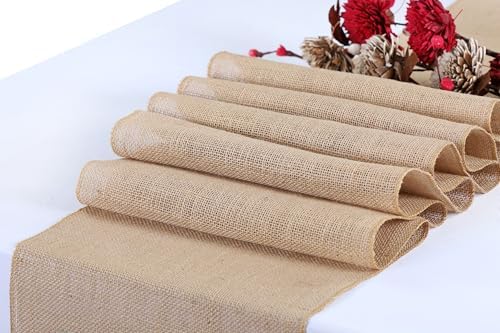 MDS® Pack of 15 Natural Burlap Table Runner, 12 x 108 Inch, Jute Vintage Rustic Farmhouse Boho Table Decor for Wedding Reception, Dining Table, Bridal Shower, Baby Shower & Holiday Party Decorations - Image 3
