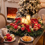 Valery Madelyn 30" Pre-Lit Large Christmas Wreath for Front Door Red Gold - Image 3
