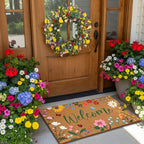 Tingjoo 2 Pcs Summer Floral Door Mat and Wreaths for Front Door - Image 2