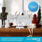 BIRDROCK HOME Whimsical Snowflake Stocking Holder for Mantle – Weighted Metal Hooks for Christmas Stockings – Sturdy Hangers for Fireplace, Shelf, Stairs – Heavy Modern Stand for Hanging Socks –Silver - Image 5