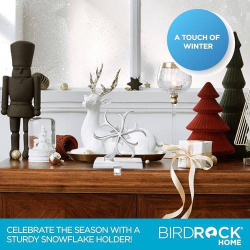 BIRDROCK HOME Whimsical Snowflake Stocking Holder for Mantle – Weighted Metal Hooks for Christmas Stockings – Sturdy Hangers for Fireplace, Shelf, Stairs – Heavy Modern Stand for Hanging Socks –Silver - Image 5