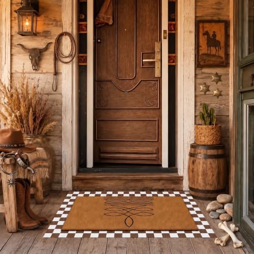 Tinideya 2 Pcs Western Howdy Layered Doormat Set for Porch Decor - Image 6