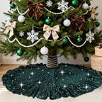 Emerald Green Christmas Tree Skirt Rustic Green Velvet Tree Skirt by SOMUAUY