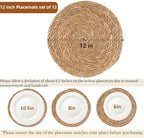12" Round Woven Placemats Set of 12, Boho Rattan Chargers - Image 2