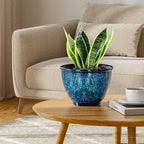 8 Inch Plant Pots Indoor Outdoor, Glazed Plastic Planter with Drainage - Image 6