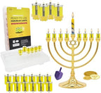 Hanukkah Pre-Filled Natural Olive Oil Glass Cup Candles, 2.5 Hours, 100 Percent Olive Oil Pre-Filled Ready to Use - 44 Cups for All 8 Nights of Hanukkah by TheDreidelCompany