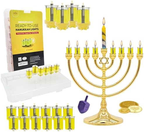 Hanukkah Pre-Filled Natural Olive Oil Glass Cup Candles, 2.5 Hours, 100 Percent Olive Oil Pre-Filled Ready to Use - 44 Cups for All 8 Nights of Hanukkah by TheDreidelCompany