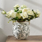 Gray Vintage Antique Vase, 5.6 Inch All Seasons Chinoiserie Floral Vase, Rustic Ceramic Vase for Home Decor, Living Room, Bookshelf, Office, Entryway, Garden, Chinoiserie Decor, Tuscan Decor - Image 2