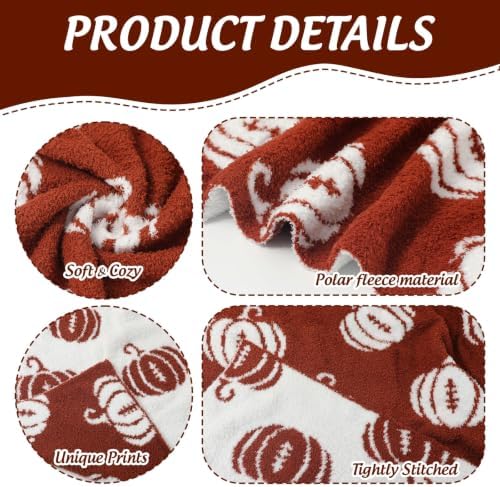 JarThenaAMCS Fall Blanket Football Pumpkin Throw Blanket Brown Reversible Soft Cozy Blankets for Autumn Thanksgiving Tailgate Party Football Season Decor, 50 x 60 Inch - Image 3