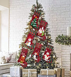 LUBOT 5 Pack Christmas Stockings(21inch) Embroidered Linen Applique Burlap Fireplace Hanging Christmas Stocking Ornament for Family Decorations Holiday Xmas Gift - Image 5