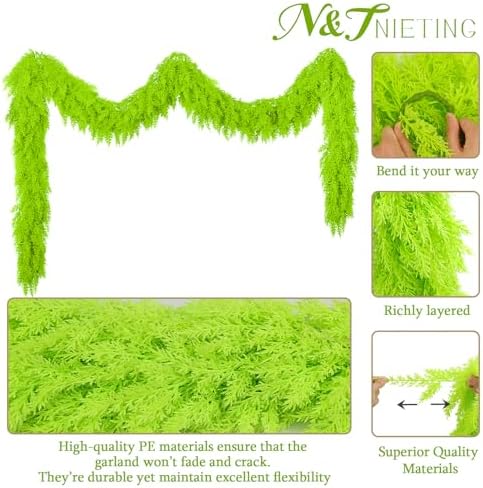 9Ft Christmas Cedar Garland, Lime Green Real Touch Christmas Decorations - Image 3