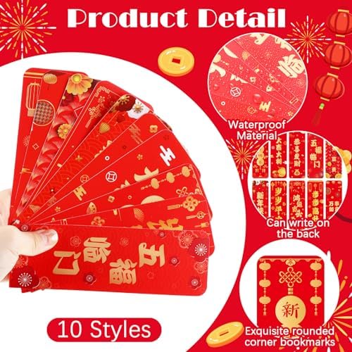 200 Pcs Chinese Lunar New Year Gift Set Includes Ballpoint Pens Notebooks Bookmarks Red Organza Bags Suitable for 2026 New Year Gifts School Office - Image 3