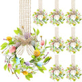 Dingion 8 Pcs 8" Small Easter Wreaths for Kitchen Cabinet Mini Spring Artificial Easter Egg Wreath with Ribbon Bow for Window Front Door Table Centerpiece Farmhouse Decor by Dingion