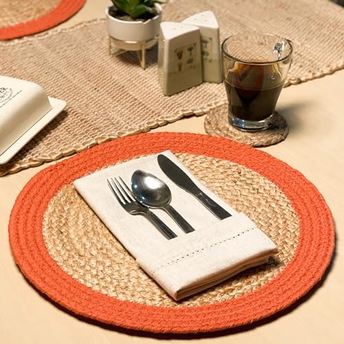 Chardin Home Round Verona Woven Jute & Cotton Placemat, 14 Inch, Set of 4 - Image 7